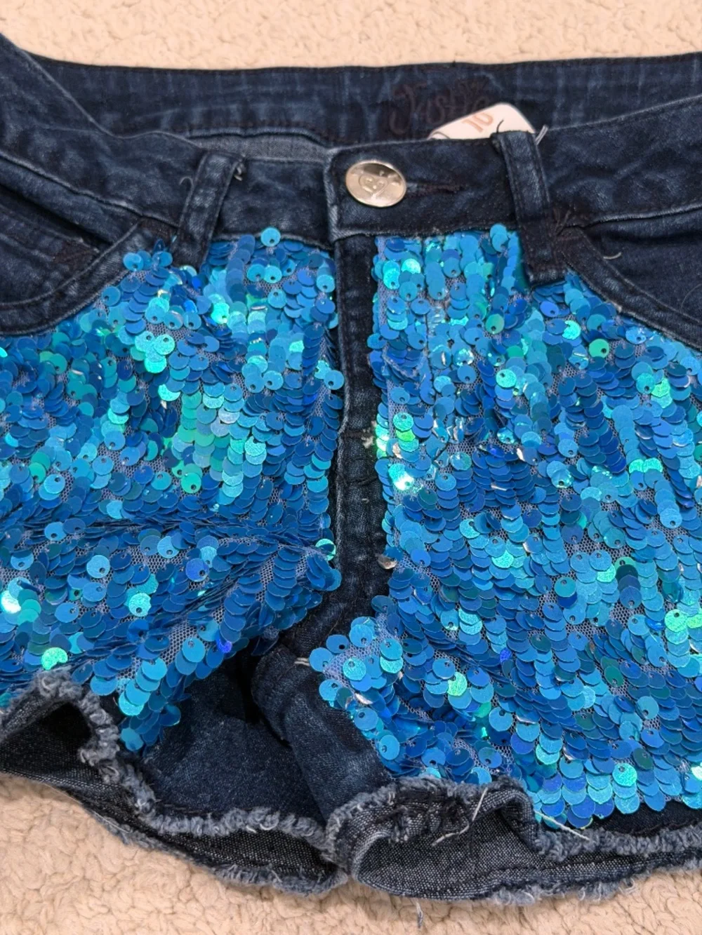 Kids Justice Sequin Denim Shorts Size 10